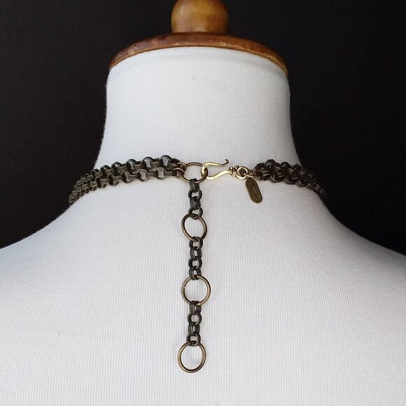 Vintage Treska Necklace Choker Hanging Beads Glass Clay Wood Boho Tribal USA 17" - Picture 6 of 7